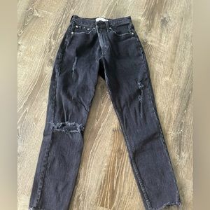 Black Distressed Mom Jeans